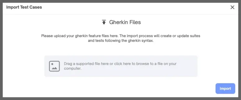 Importing Gherkin feature files into TestQuality